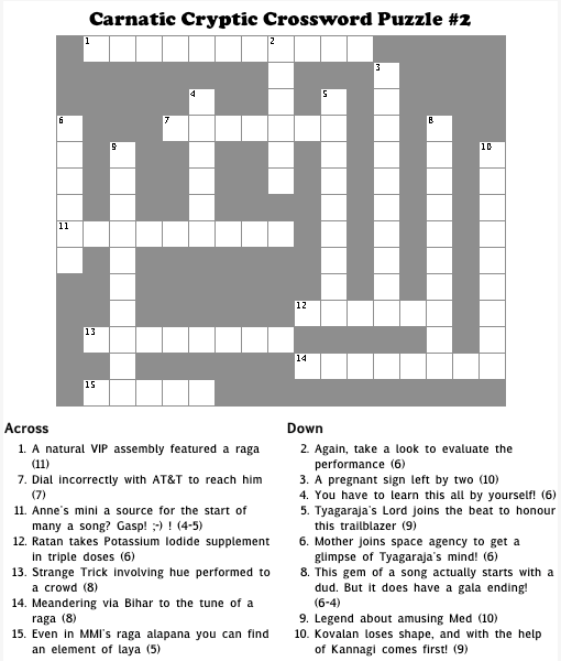 Carnatic Cryptic Crossword Puzzle #2
